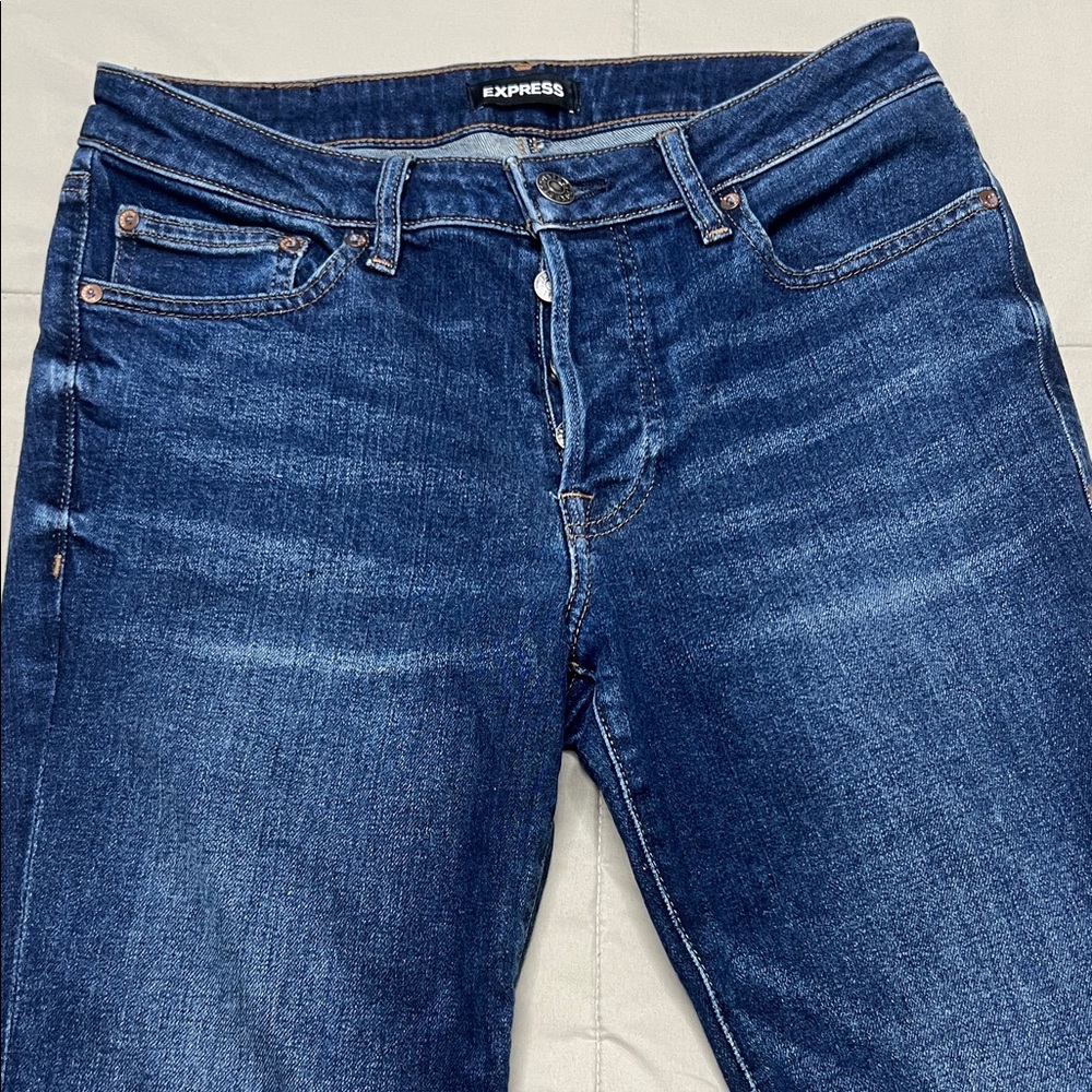Express Men's Dark Blue Slim Straight Jeans
